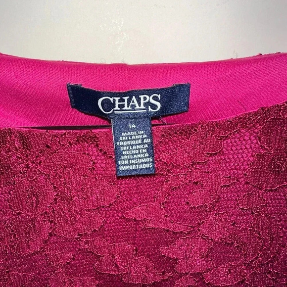 NWT Chaps Women's Red Sleeveless Ruched Lace Shift Sheath Dress Sz 14 $110 - Picture 3 of 7
